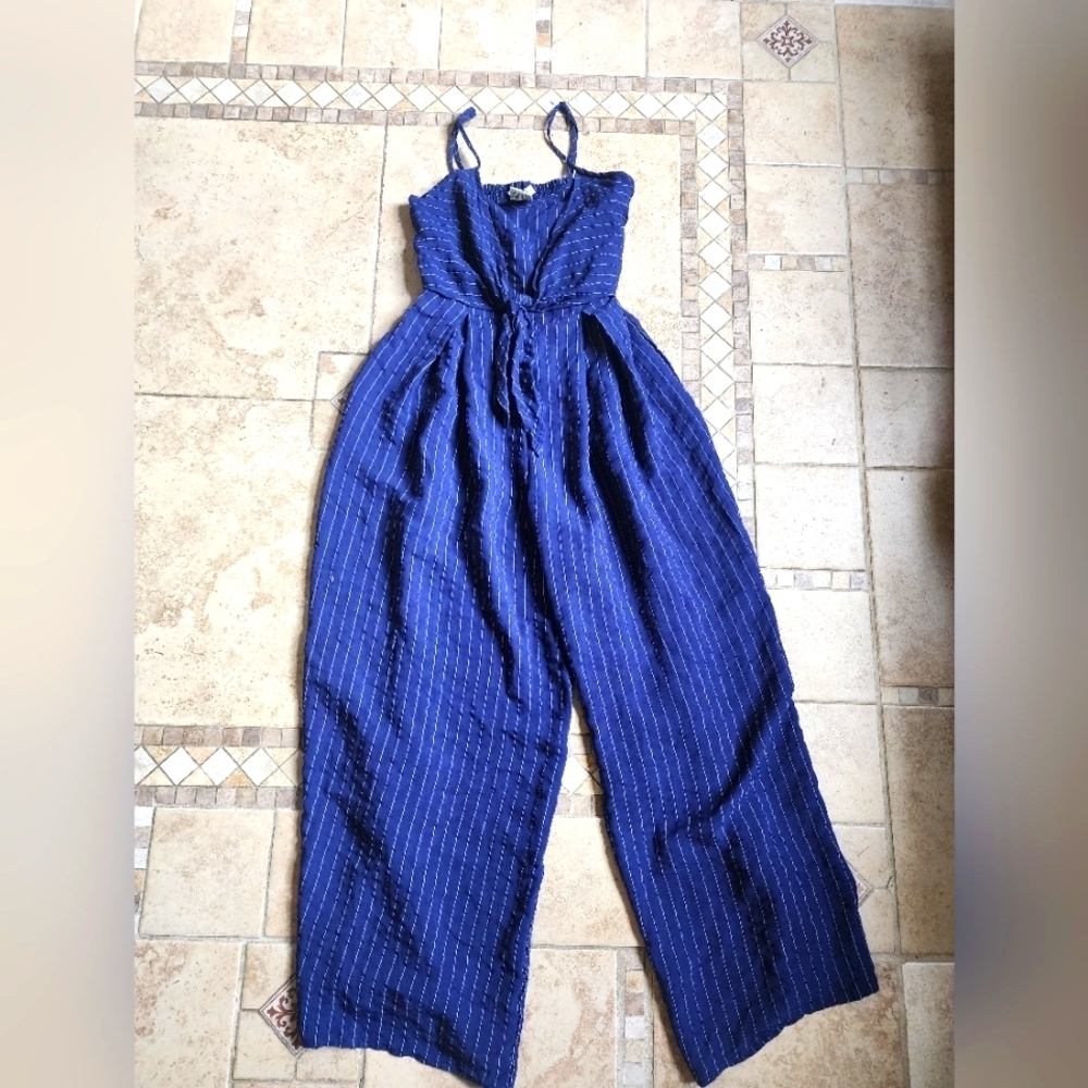 Flying Tomato Navy Striped Jumpsuit